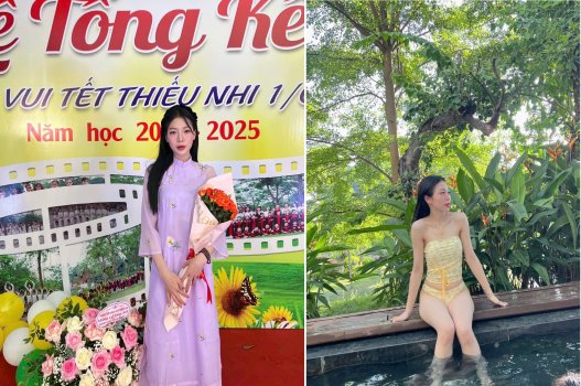 Cô giáo mầm non ăn vụng nhăn mặt